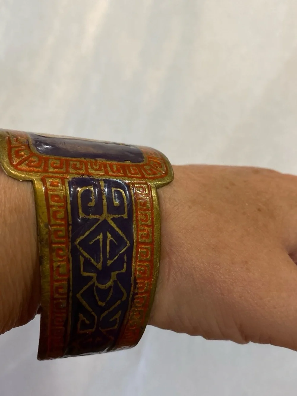 Vintage enamel copper cuff